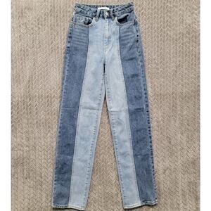 PacSun Two Toned Straight Leg Jeans‎ Size 23 90s Boyfriend Blue Denim👍